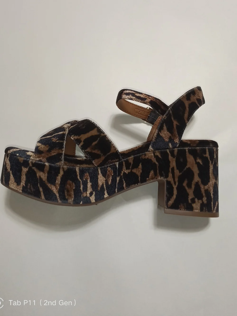 Gianni Bini Joize Leopard Velvet Crossband Platform Block Heel Sandals Size 8